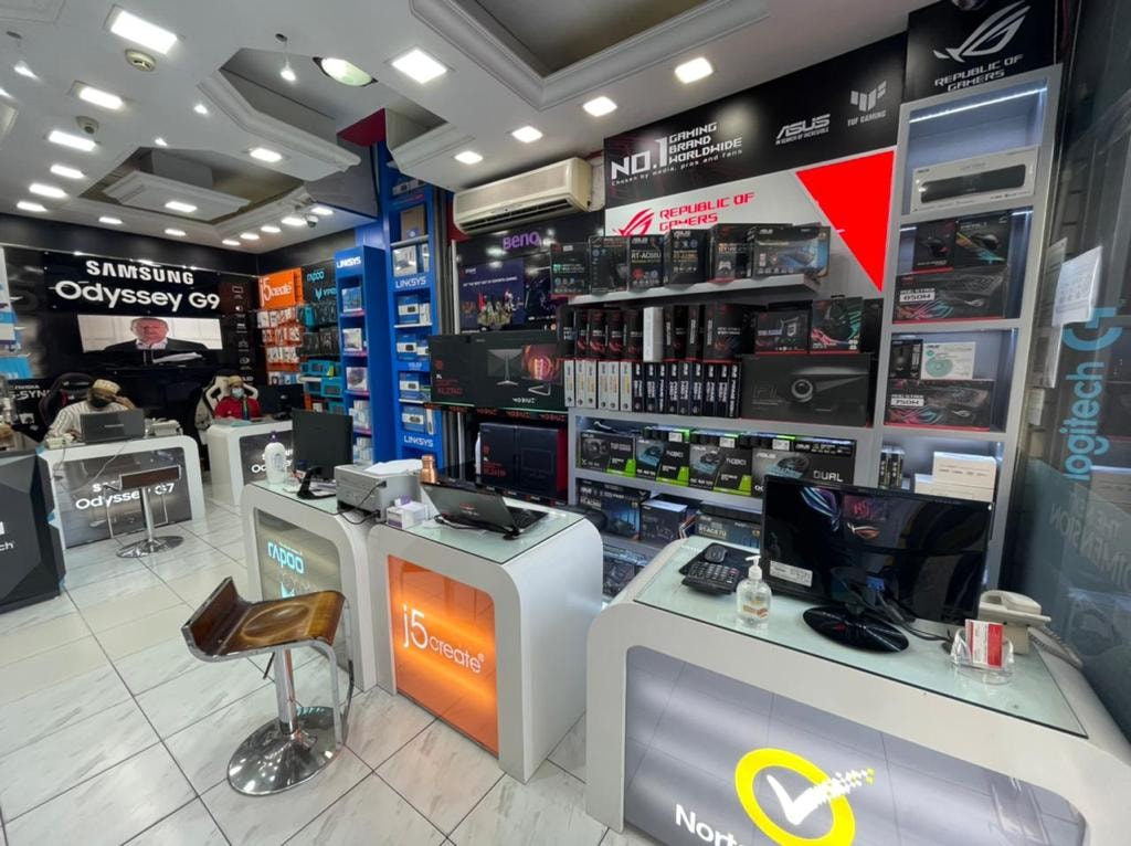 Fidahusain Trading showroom — ASUS ROG, Samsung and networking brands