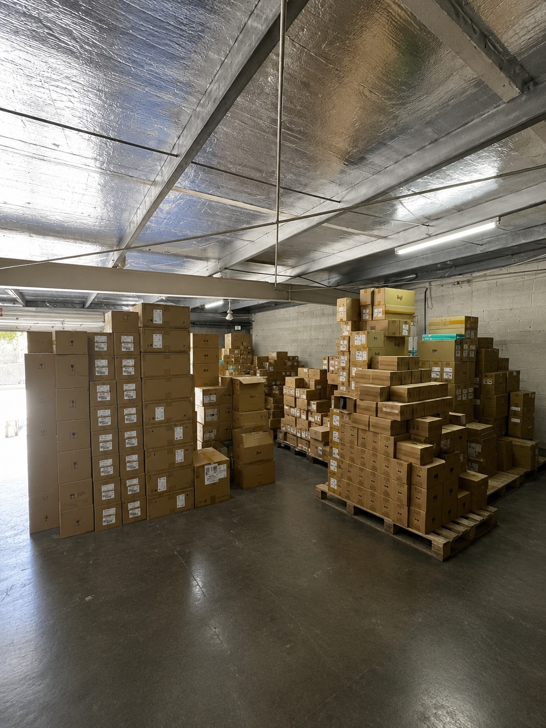 Fidahusain Trading warehouse — brand stock on shelves